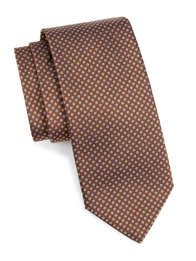 Shop Canali Men's Dot Silk Tie In Brown