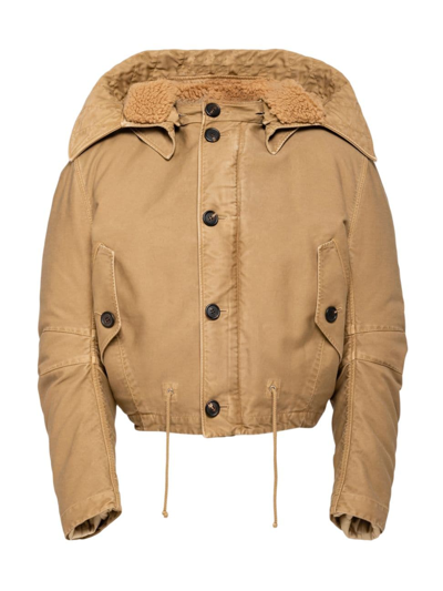 Shop Prada Men's Cotton Bomber Jacket In Brown