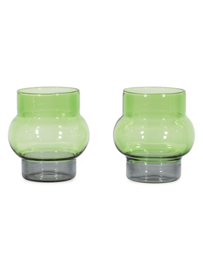 Shop Tom Dixon Bump 2-piece Short Glasses Set In Green