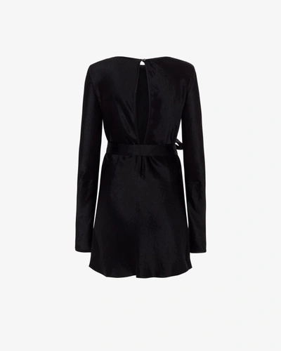 Shop Serena Bute Satin Long Sleeve Mini Dress - Black