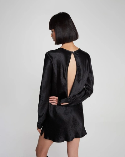 Shop Serena Bute Satin Long Sleeve Mini Dress - Black