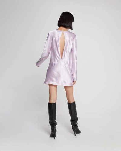 Shop Serena Bute Satin Long Sleeve Mini Dress - Soft Lilac In White