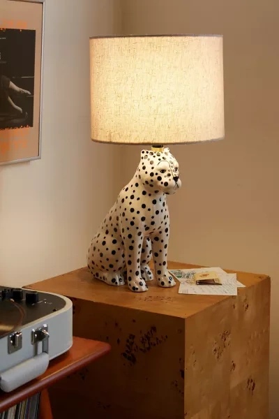 Shop Urban Outfitters Cheetah Table Lamp In Black/white At