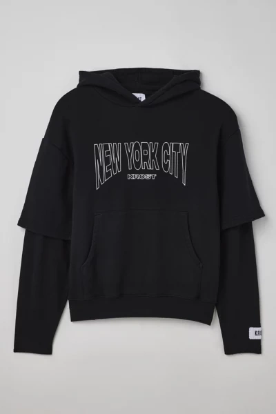 Shop Krost Nyc Layered Hoodie Sweatshirt In Black At Urban Outfitters