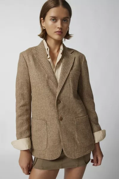 Shop Urban Renewal Vintage Tweed Blazer Jacket In Cream, Women's At Urban Outfitters