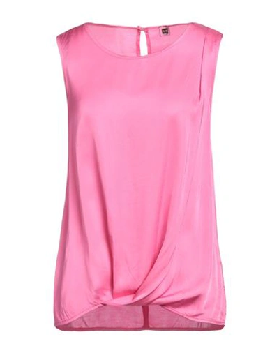 Shop Byblos Woman Top Fuchsia Size 6 Viscose, Silk In Pink