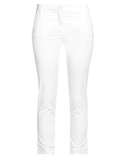 Manila Grace Woman Pants White Size 10 Cotton, Elastane In White