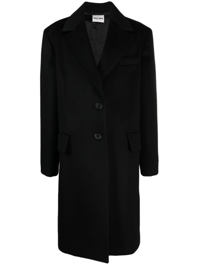 Shop Miu Miu Black Wool Single-breasted Coat
