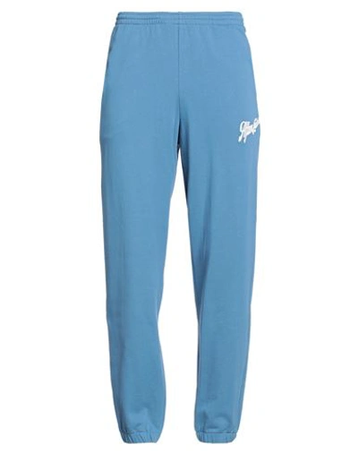 Shop Afterlabel After/label Man Pants Azure Size M Cotton In Blue