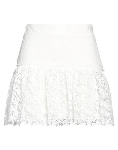 Shop Gaelle Paris Gaëlle Paris Woman Mini Skirt White Size 8 Polyester, Viscose, Linen