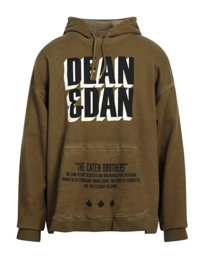 Dsquared2 Man Sweatshirt Military Green Size Xl Cotton, Lyocell, Elastane In Green