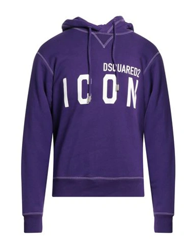 Shop Dsquared2 Man Sweatshirt Purple Size S Cotton, Elastane
