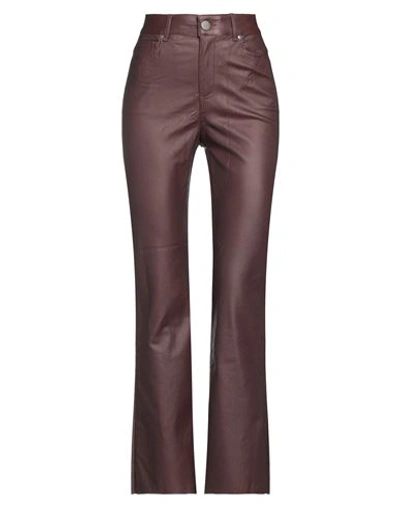 Federica Tosi Woman Pants Chocolate Brown Size 26 Viscose, Polyamide, Polyester, Elastane In Brown