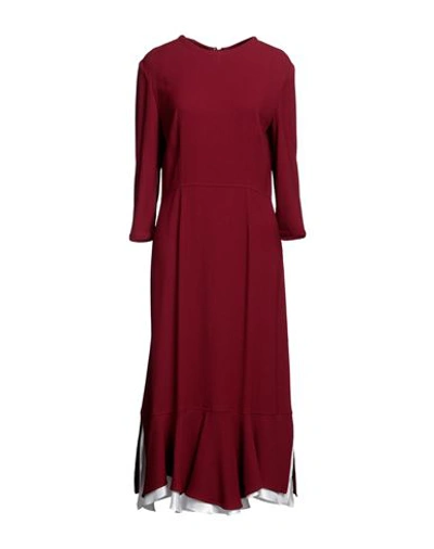 Shop Marni Woman Midi Dress Burgundy Size 8 Viscose, Acetate In Red