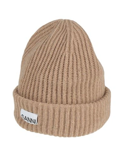 Ganni Woman Hat Sand Size Onesize Wool, Recycled Wool, Recycled Polyamide In Beige