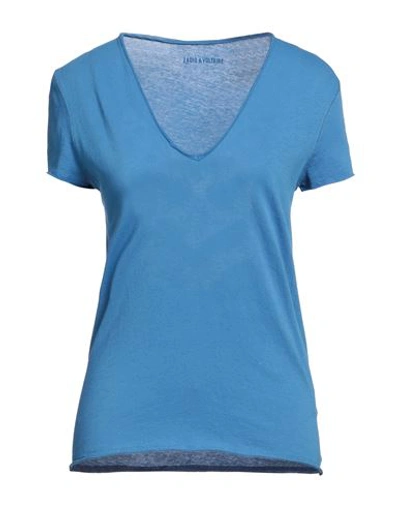 Shop Zadig & Voltaire Woman T-shirt Azure Size S Cotton In Blue