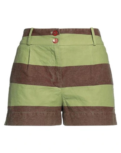 Shop Alessia Santi Woman Shorts & Bermuda Shorts Light Green Size 6 Cotton