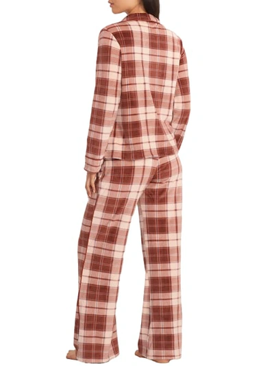 Shop Kilo Brava Double Breasted Pajama Set In Ruby Wine Plaid