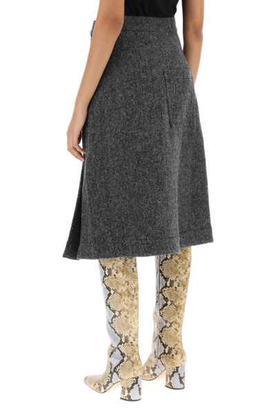 Shop Saks Potts Nicoline A-line Skirt In Herringbone Wool In Herringbone Grey (grey)