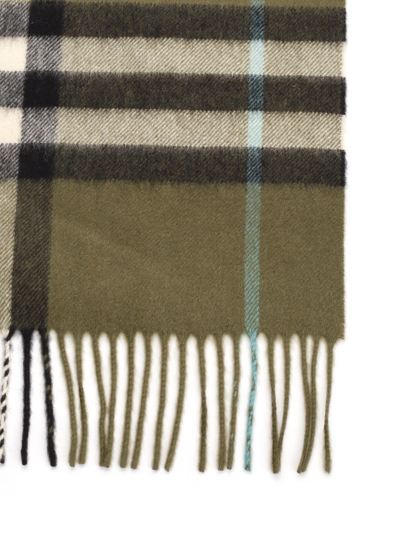 Shop Burberry Giant Check Cashmere Scarf In Green