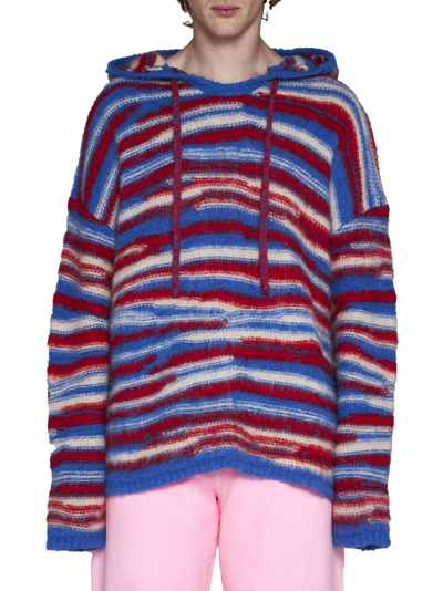 Shop Erl Sweater In Red Blue
