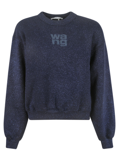 Shop Alexander Wang Glitter Essential Terry Sweatshirt In Nine Iron