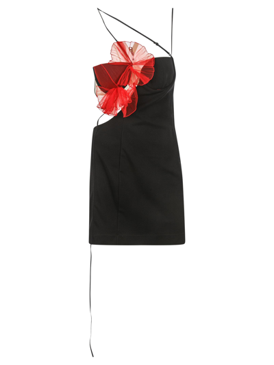 Shop Nensi Dojaka Exploding Flower Mini Dress In Black/red