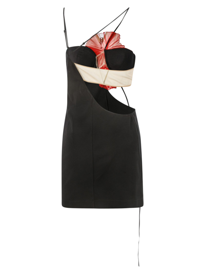 Shop Nensi Dojaka Exploding Flower Mini Dress In Black/red