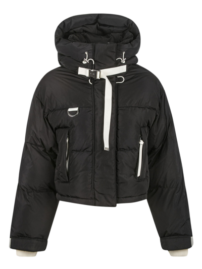 Shop Shoreditch Ski Club Willow Ivy Short Puffer Jacket In Black/soft White