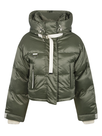 Shop Shoreditch Ski Club Willow Ama Short Puffer Jacket In Steel Green
