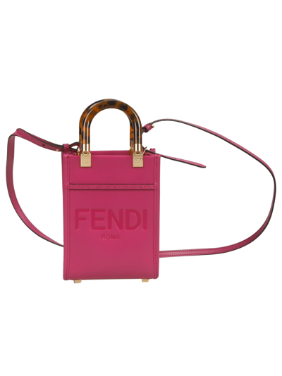 Shop Fendi Mini Sunshine Shoulder Bag In Cyclamen