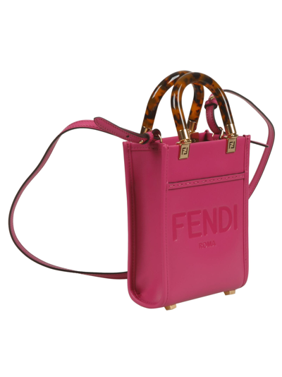 Shop Fendi Mini Sunshine Shoulder Bag In Cyclamen