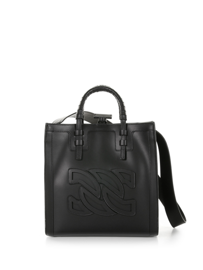 Shop Casadei Black Leather Shopping Bag In Nero