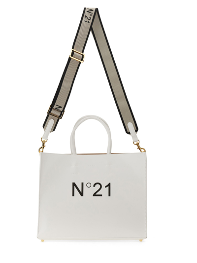 Shop N°21 Shopper Bag With Logo In Bianco