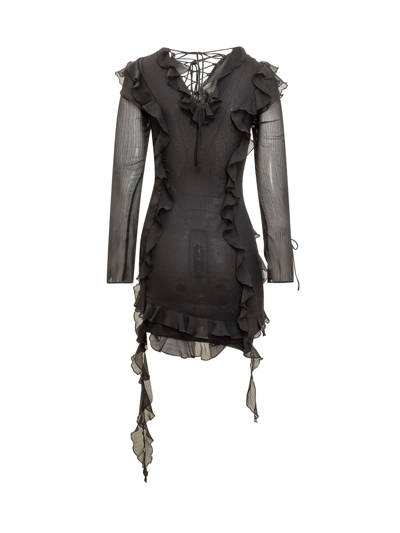 Shop De La Vali Siren Mini Dress In Black