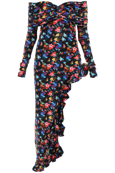 Shop Siedres Linni Floral-velvet Maxi Dress In Multi