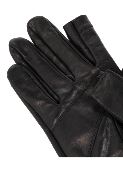 Shop Rick Owens Leather Gloves In Black