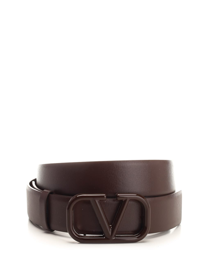 Shop Valentino Vlogo Signature High Belt In Brown
