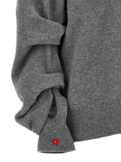 Shop Tory Burch Curled Sleeve Sweater In Gray
