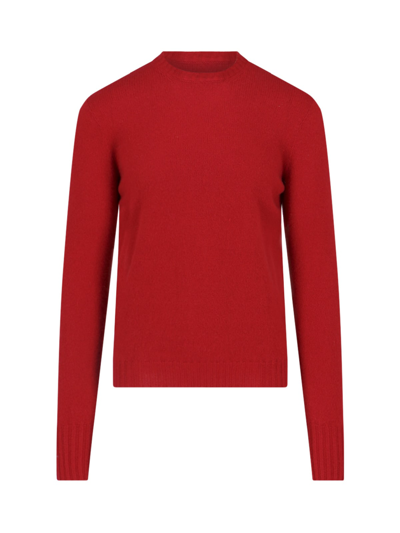 Drumohr Ribbed Crewneck Sweater With Cuffs And Hem In Red