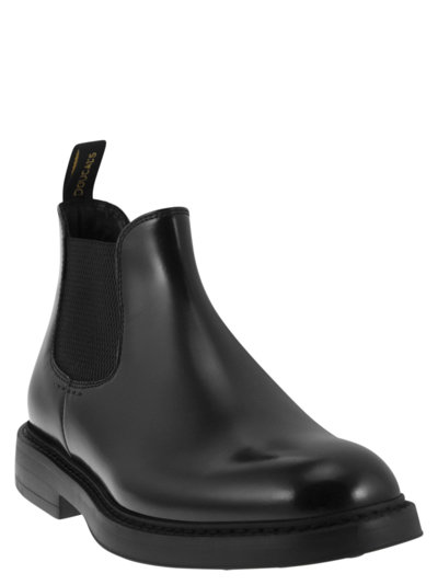 Shop Doucal's Chelsea Leather Ankle Boot In Black