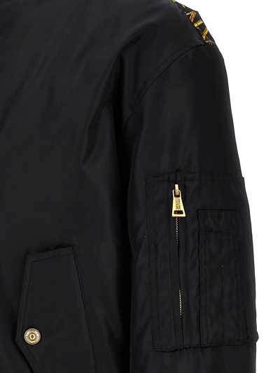 Shop Versace Jeans Couture Logo Print Bomber Jacket In Black