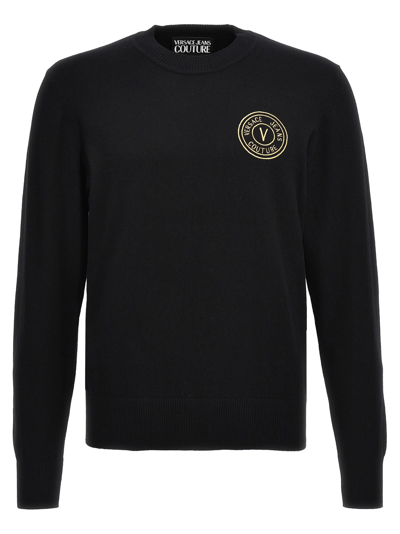 Shop Versace Jeans Couture Logo Sweater In Black