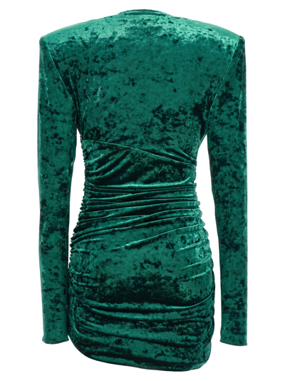 Shop Alexandre Vauthier Draped Velvet Dress In Green