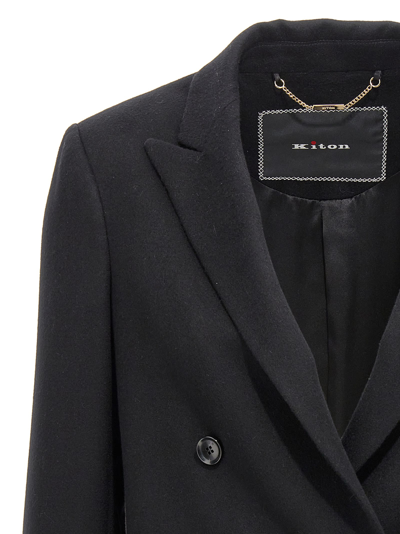 Shop Kiton Double-breasted Cashmere Blazer In Black