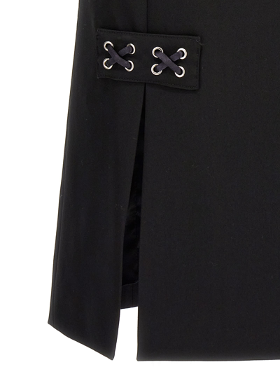 Alessandra Rich Lace-up Skirt With Fitted Silhouette And Slits In Black