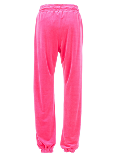 Shop Alexandre Vauthier Jewel Drawstring Velvet Joggers In Fuchsia