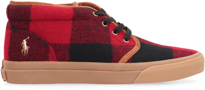 Shop Polo Ralph Lauren Fabric Mid-top Sneakers In Red