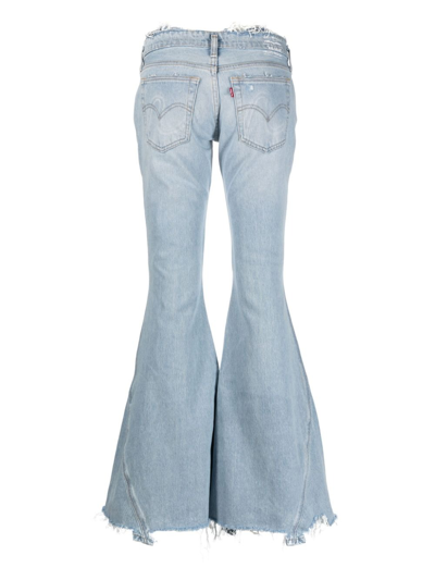 Shop Erl Flared Jeans Woman Blue In Cotton