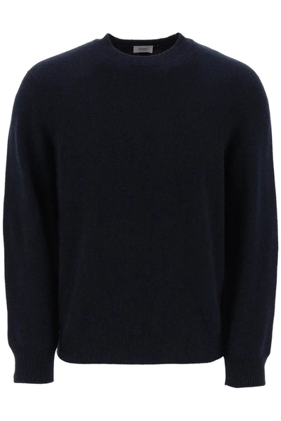 Shop Agnona Crew-neck Sweater In Cashmere In Blue